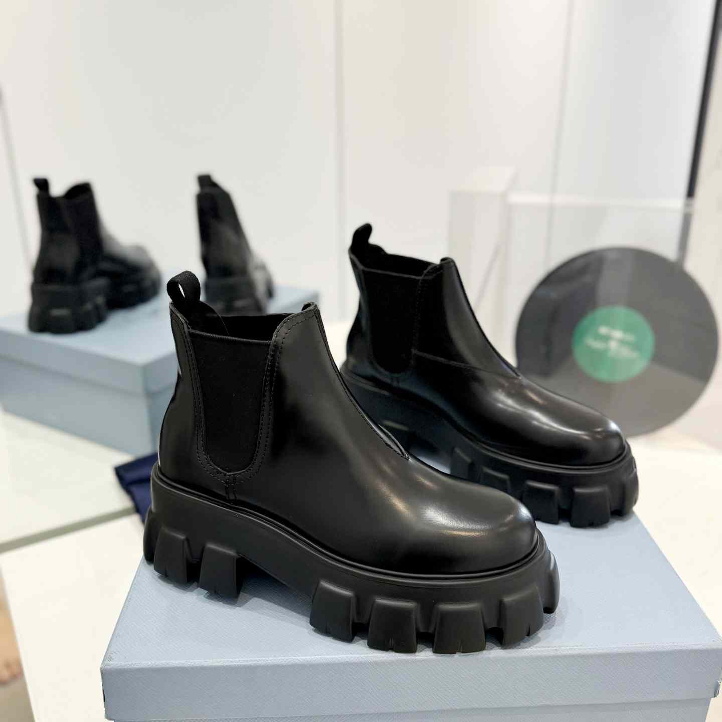 Prada Moonlith Brushed Leather Chelsea Boots - PerfectKickZ