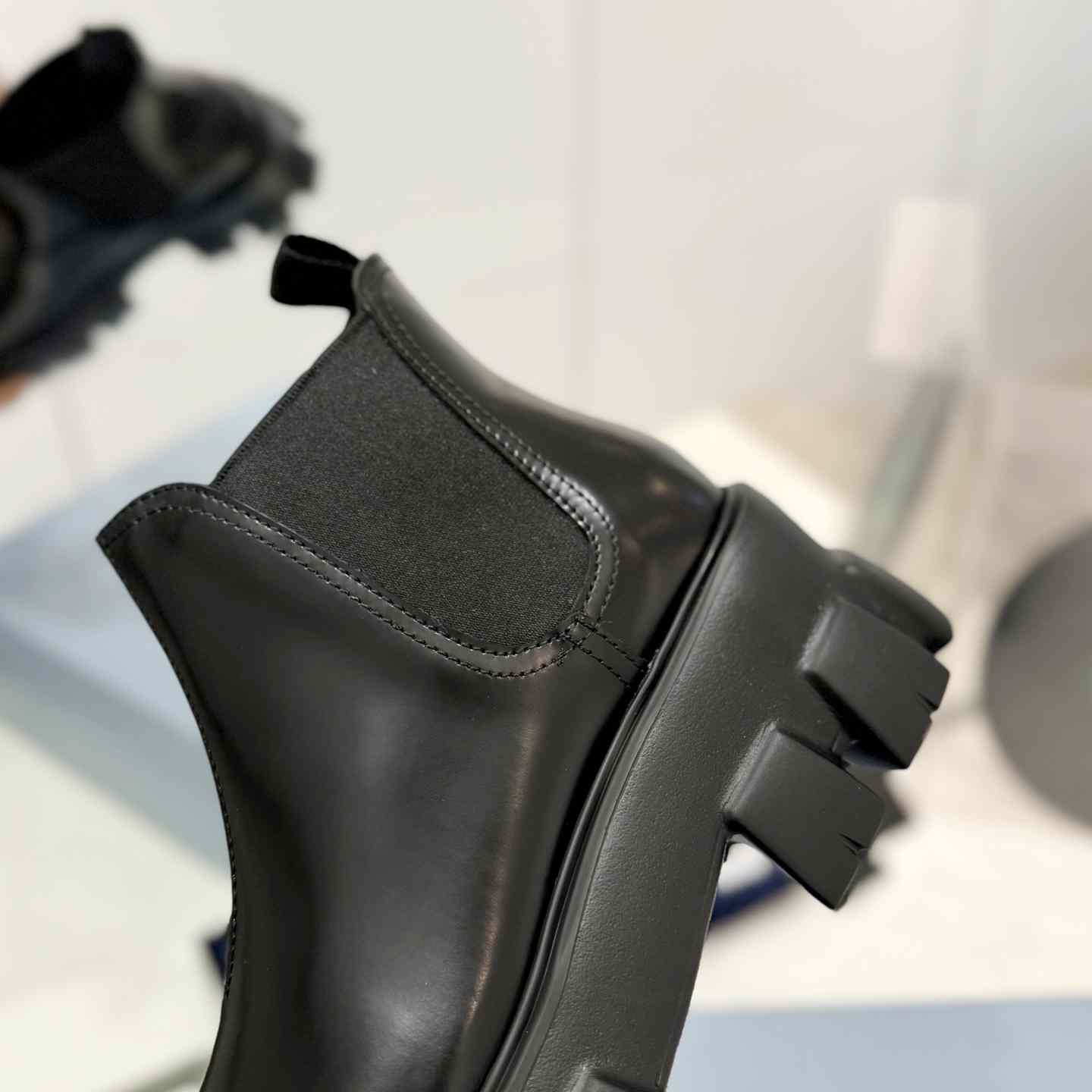 Prada Moonlith Brushed Leather Chelsea Boots - 