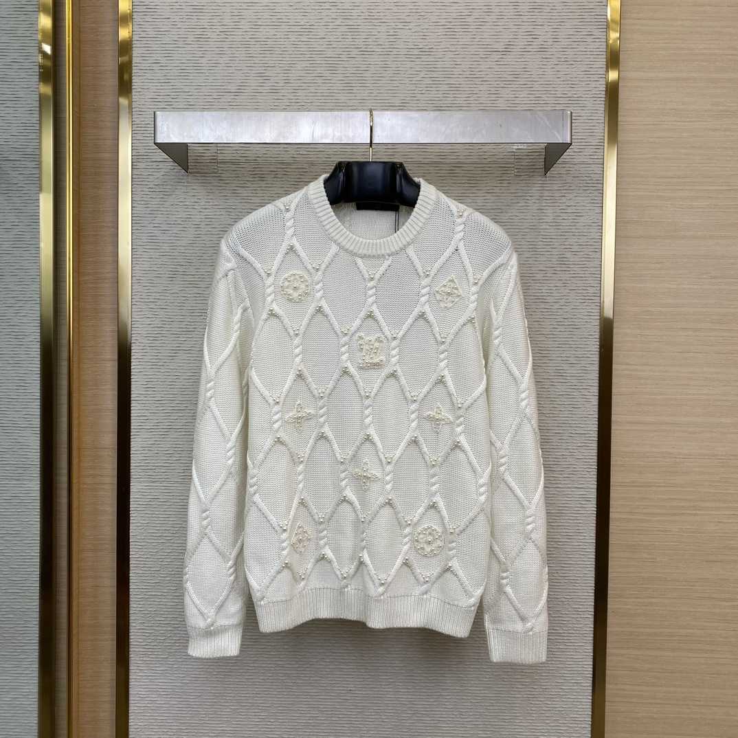 Louis Vuitton Embellished Cable Knit Wool Blend Pullover   - PerfectKickZ