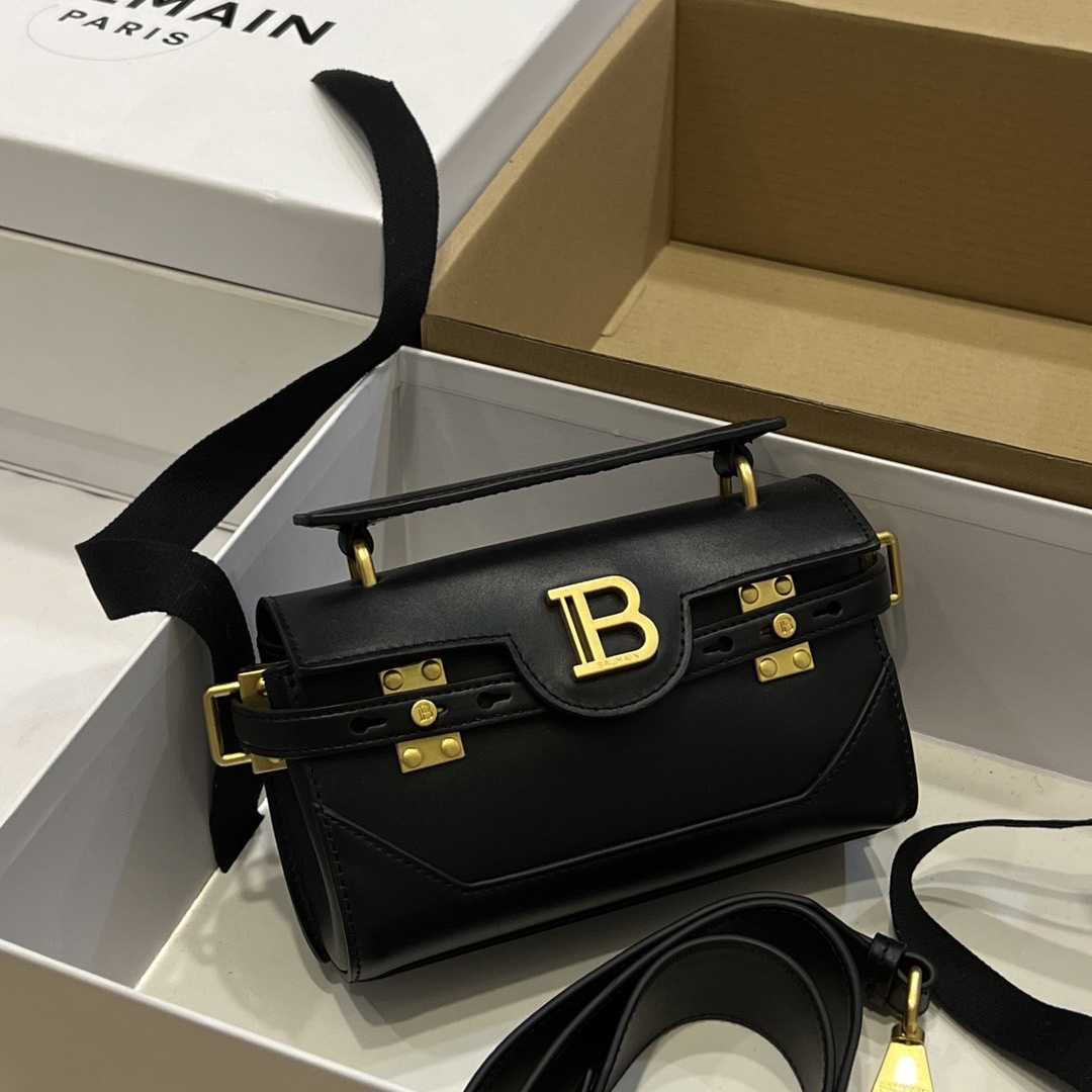 Balmain Black Leather Shoulder Bag  (19*12*7.5cm) - PerfectKickZ