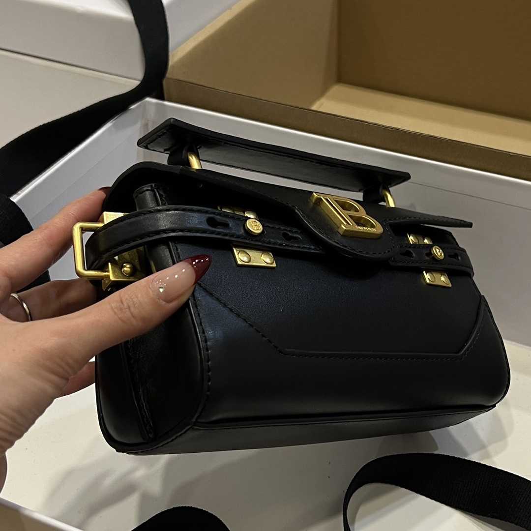 Balmain Black Leather Shoulder Bag  (19*12*7.5cm) - PerfectKickZ
