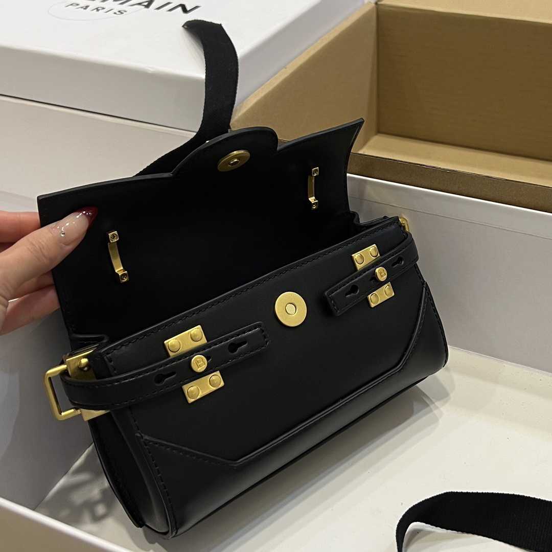 Balmain Black Leather Shoulder Bag  (19*12*7.5cm) - PerfectKickZ