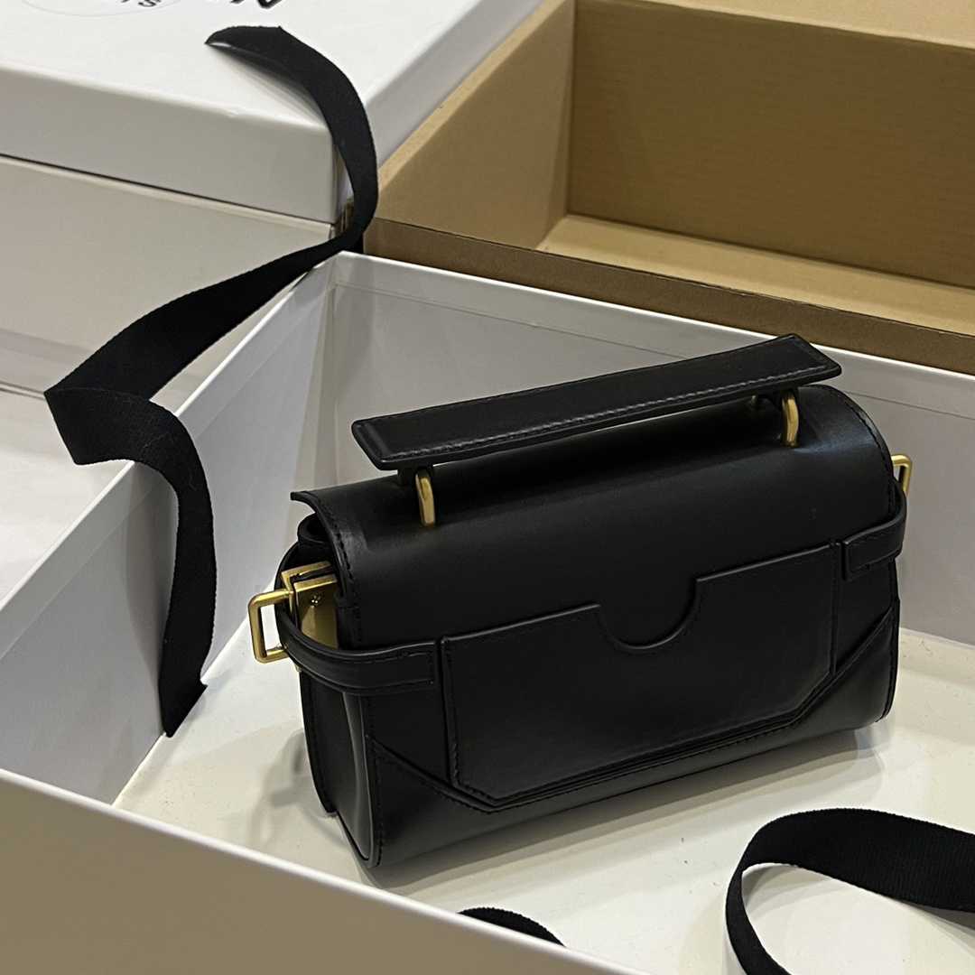 Balmain Black Leather Shoulder Bag  (19*12*7.5cm) - PerfectKickZ