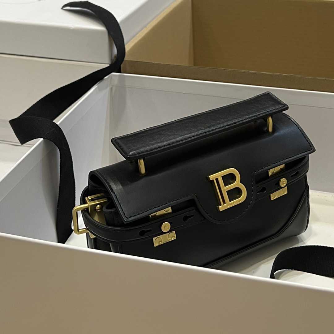Balmain Black Leather Shoulder Bag  (19*12*7.5cm) - PerfectKickZ