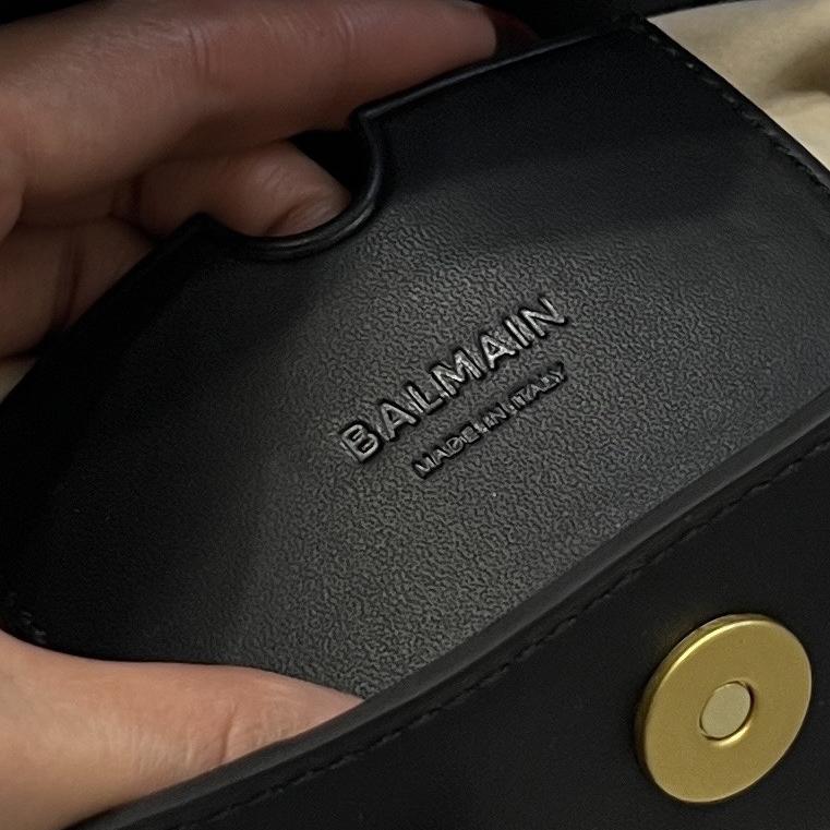 Balmain Black Leather Shoulder Bag  (19*12*7.5cm) - PerfectKickZ