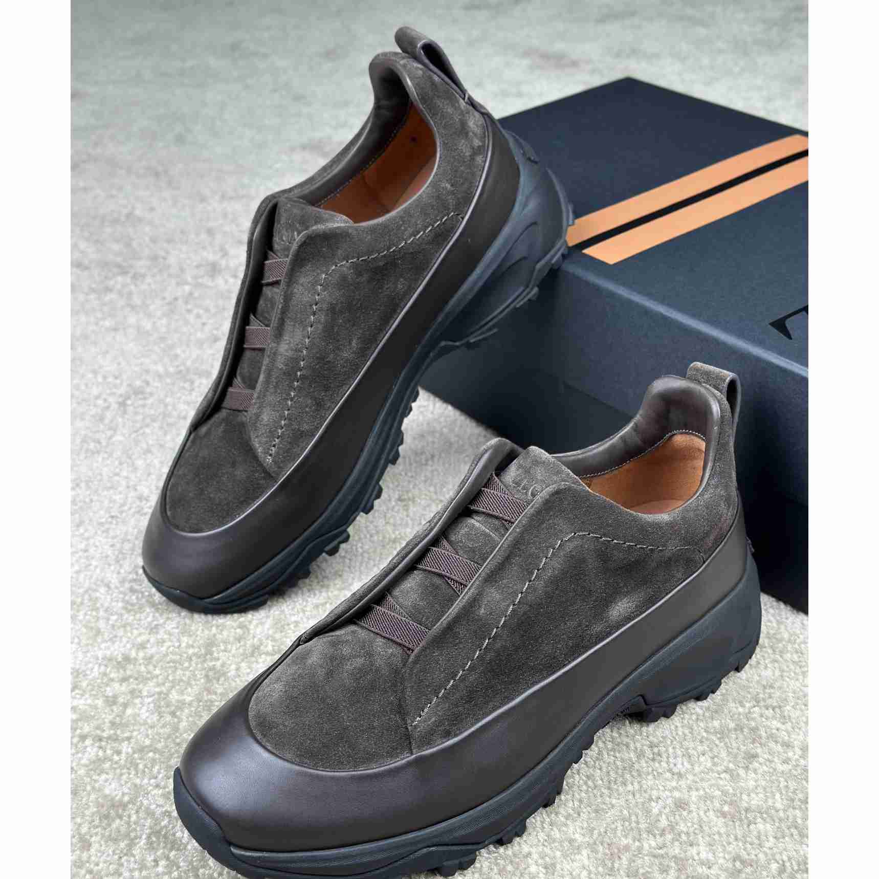 Zegna Suede And Leather Triple Stitch™ Monte Sneakers - PerfectKickZ