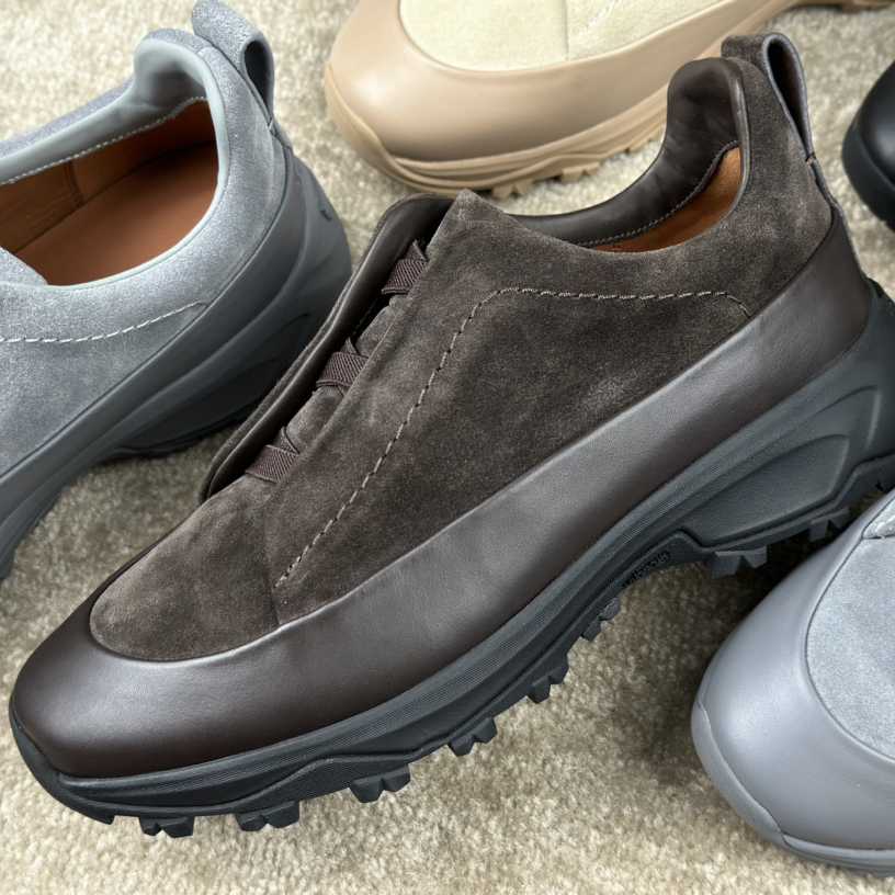 Zegna Suede And Leather Triple Stitch™ Monte Sneakers - PerfectKickZ