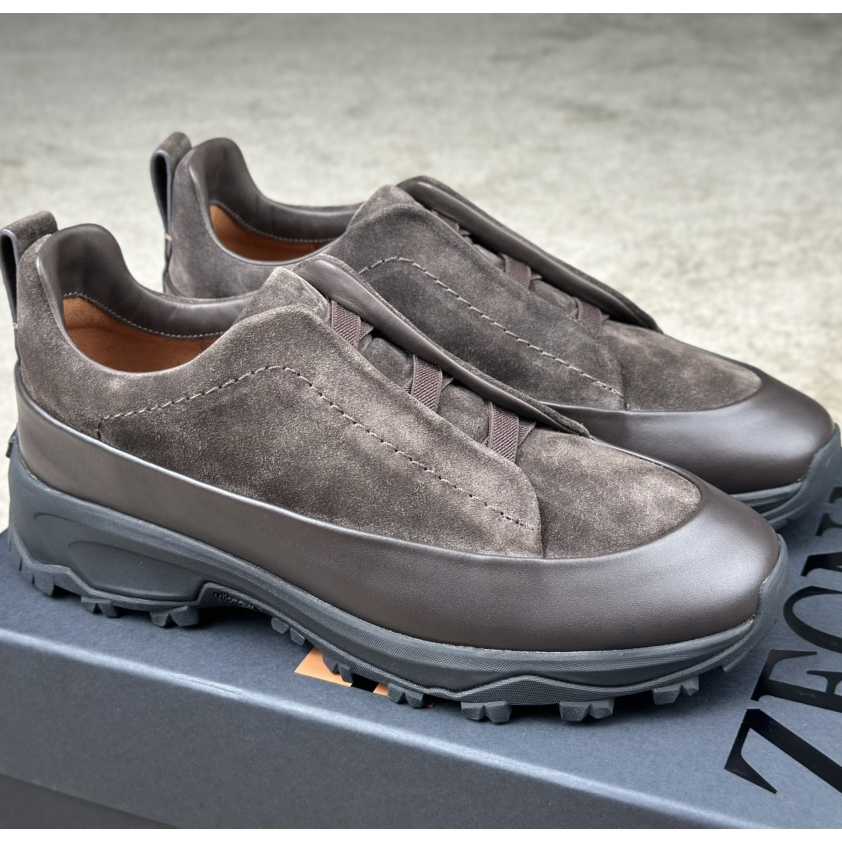 Zegna Suede And Leather Triple Stitch™ Monte Sneakers - PerfectKickZ