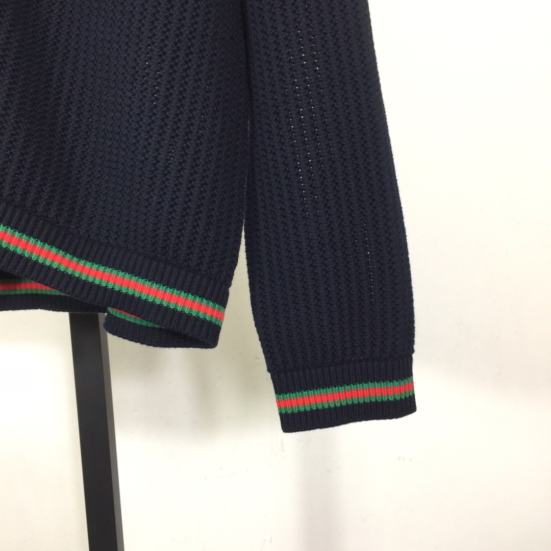 Gucci Ajour Cotton Knit Cardigan With Web - 