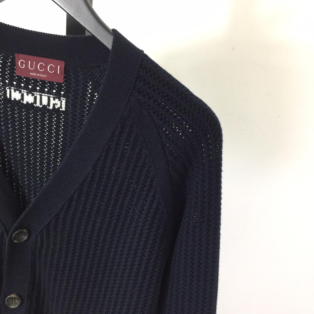 Gucci Ajour Cotton Knit Cardigan With Web - 