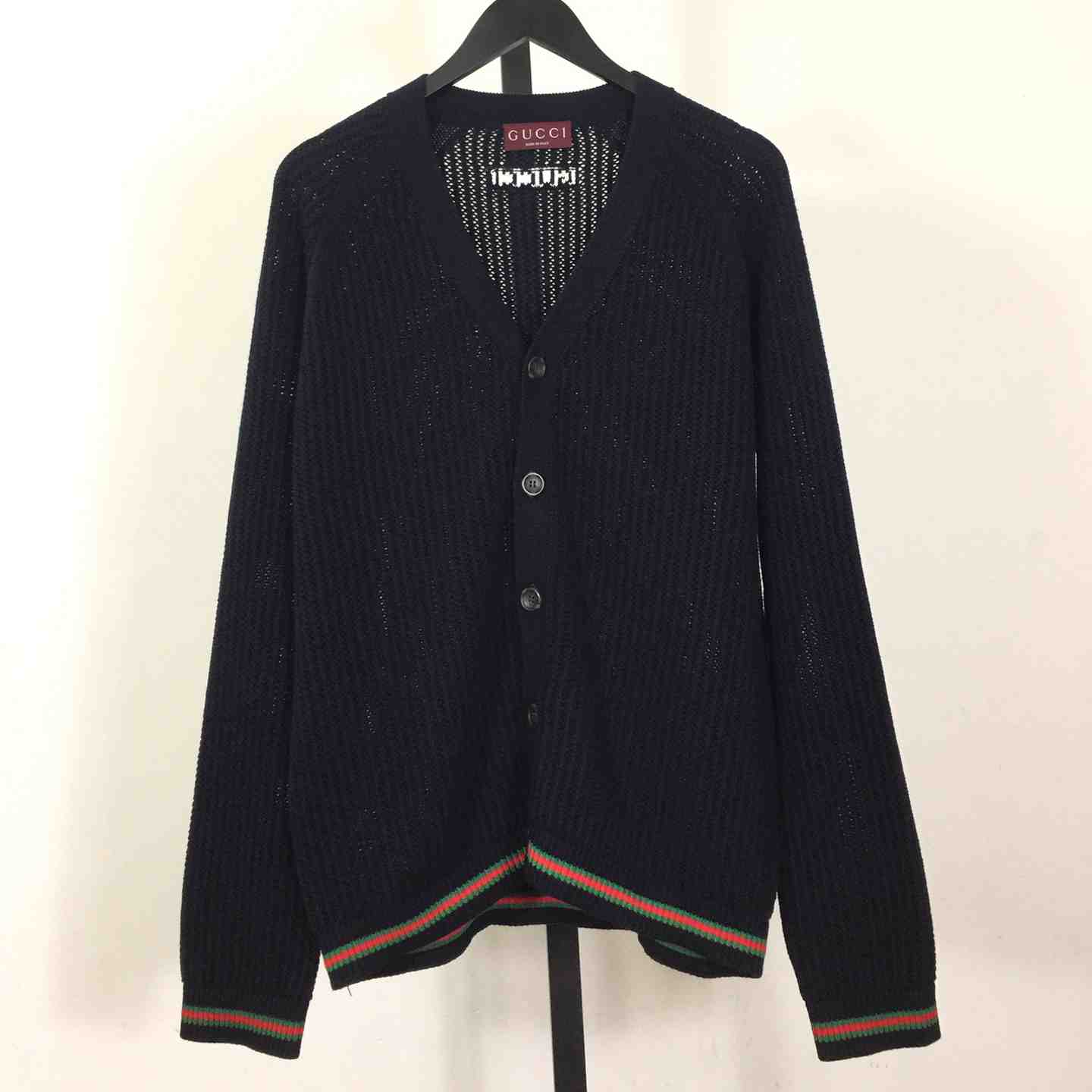 Gucci Ajour Cotton Knit Cardigan With Web - PerfectKickZ