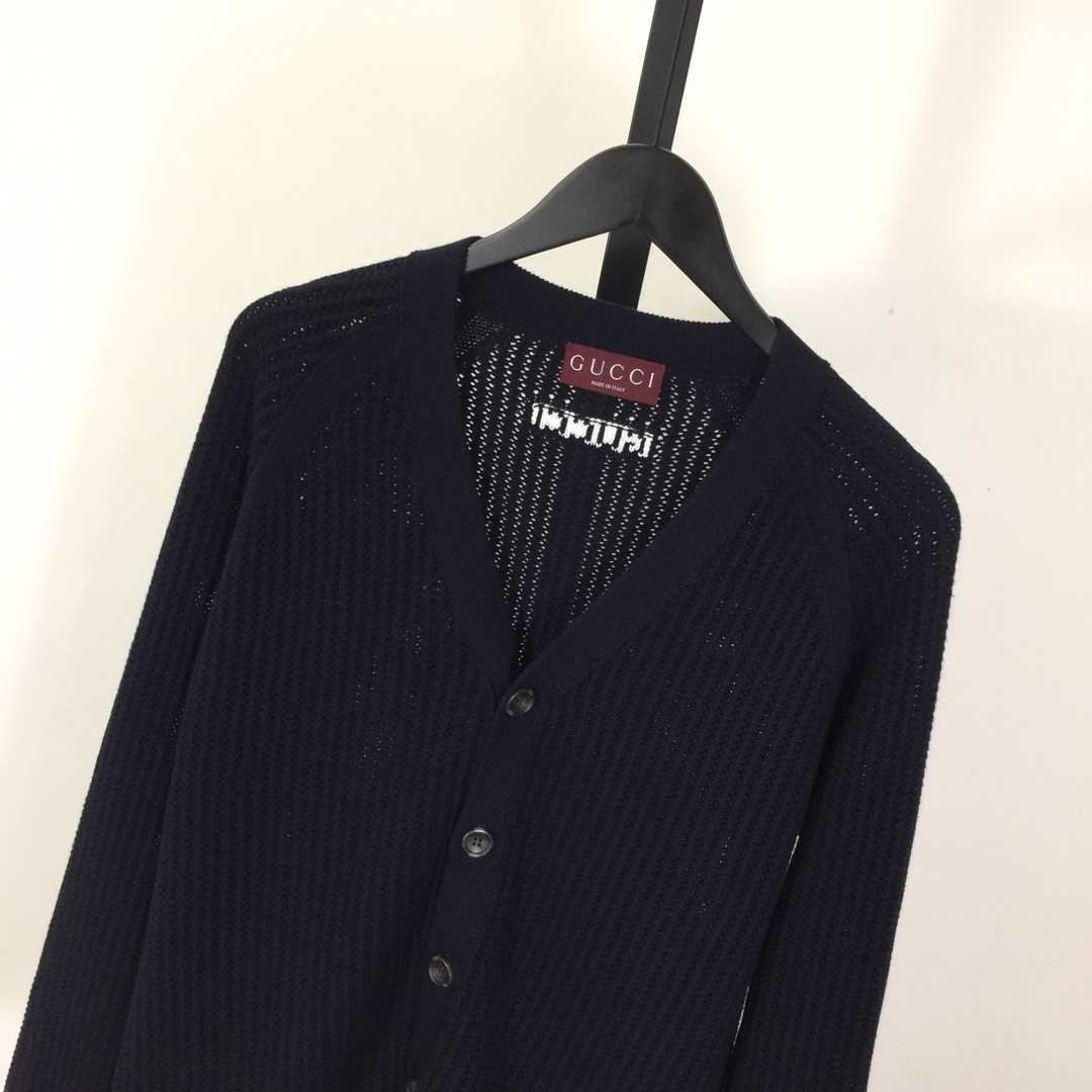 Gucci Ajour Cotton Knit Cardigan With Web - 