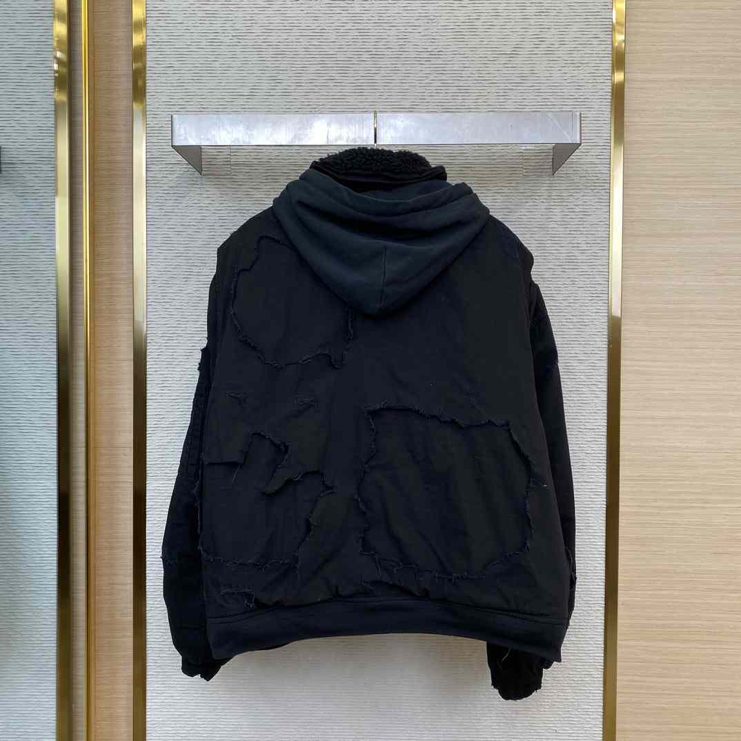 Balenciaga Unity Destroyed Bomber Jacket Black - PerfectKickZ