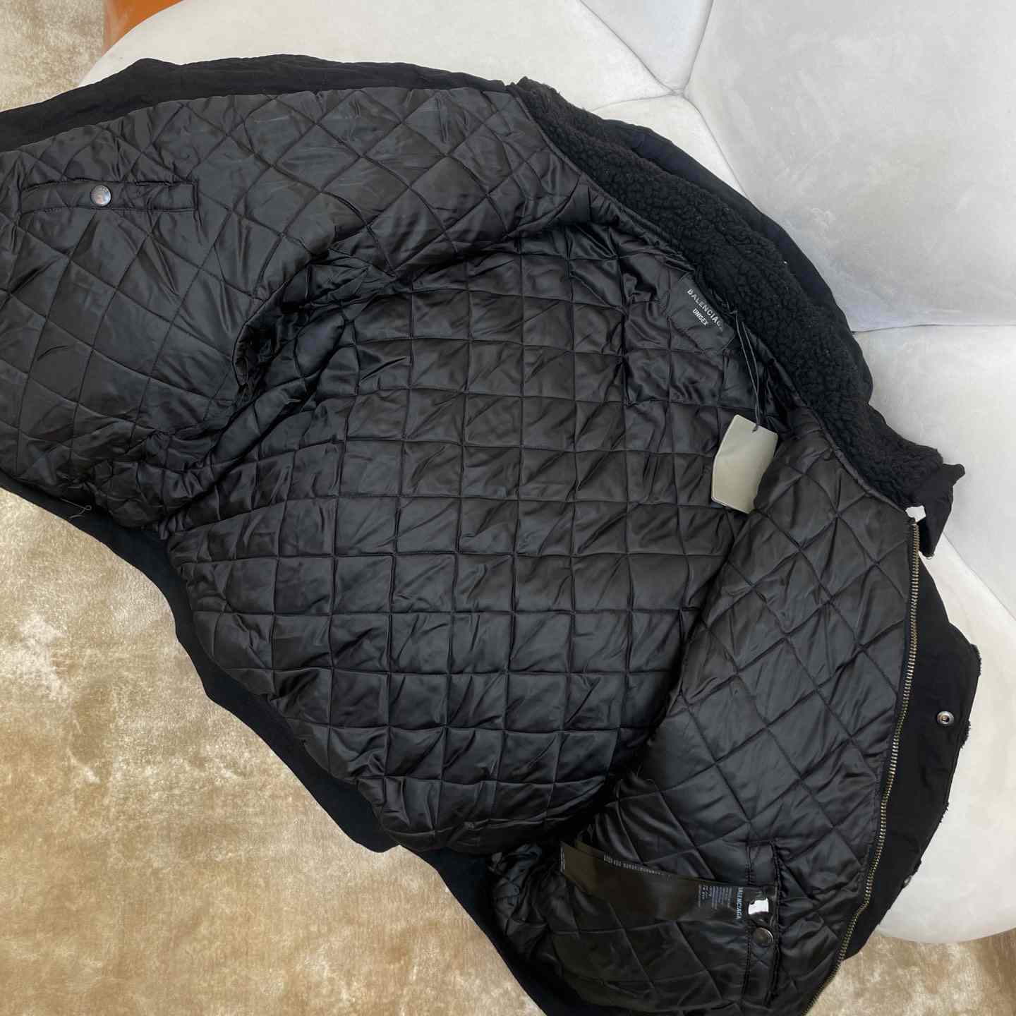 Balenciaga Unity Destroyed Bomber Jacket Black - PerfectKickZ