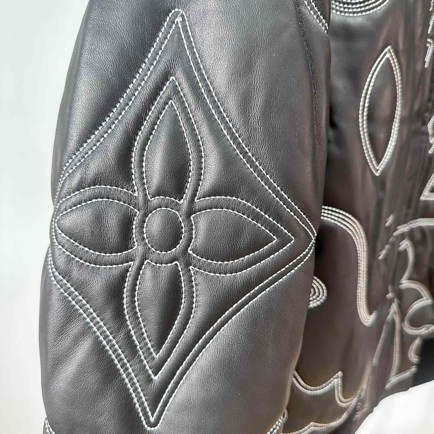 Louis Vuitton Embroidered Leather Bomber Jacket   - PerfectKickZ