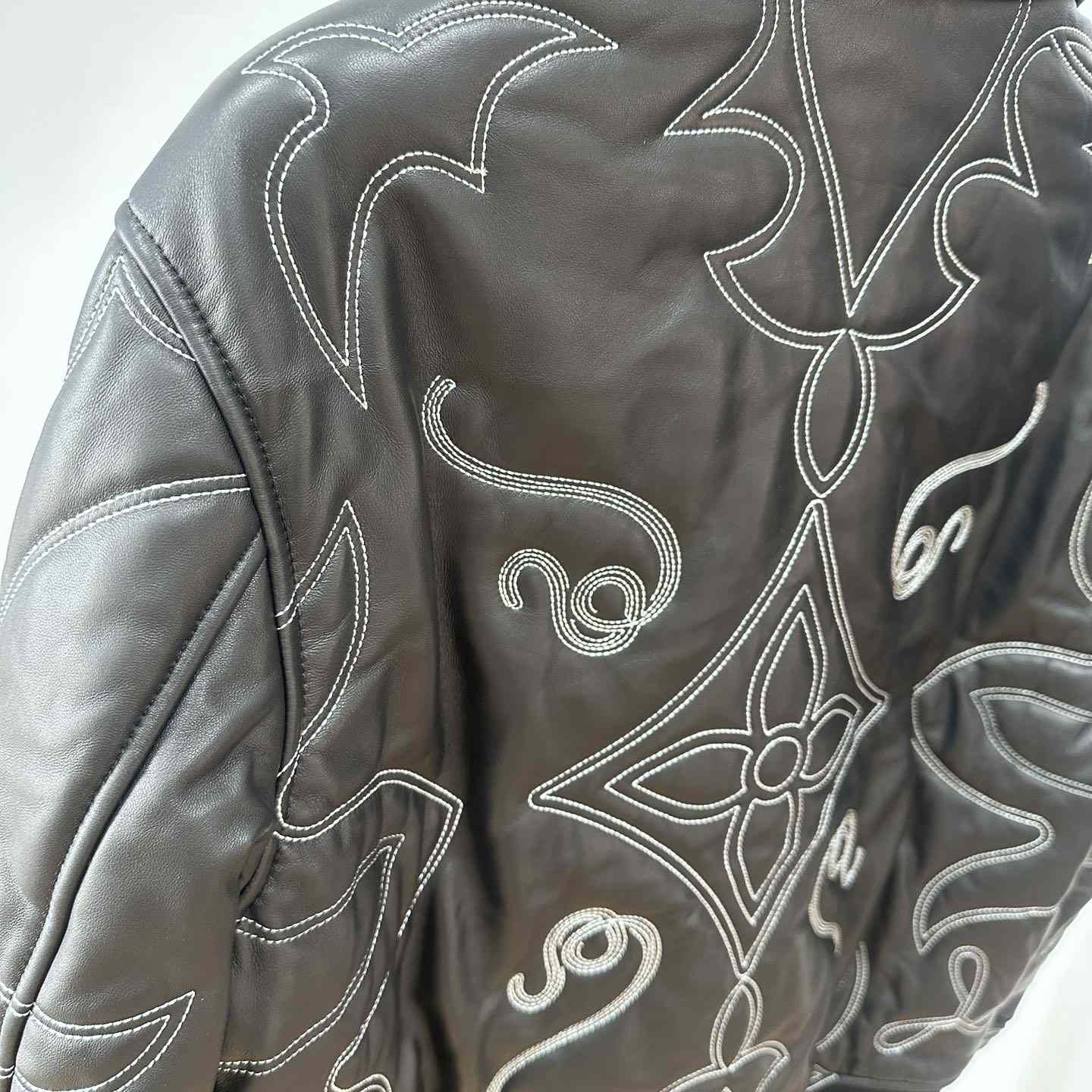 Louis Vuitton Embroidered Leather Bomber Jacket   - PerfectKickZ
