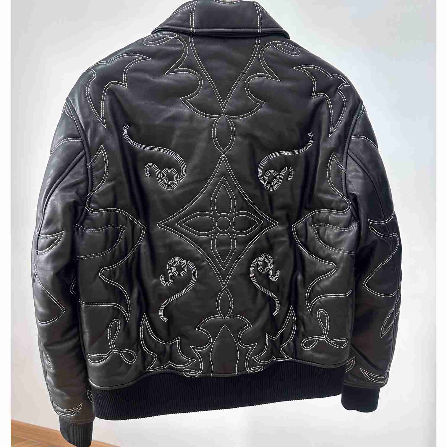 Louis Vuitton Embroidered Leather Bomber Jacket   - PerfectKickZ