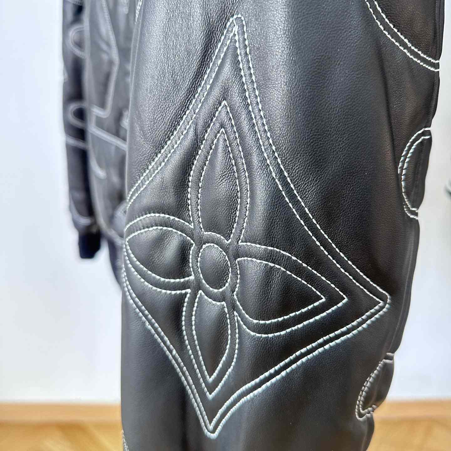 Louis Vuitton Embroidered Leather Bomber Jacket   - PerfectKickZ