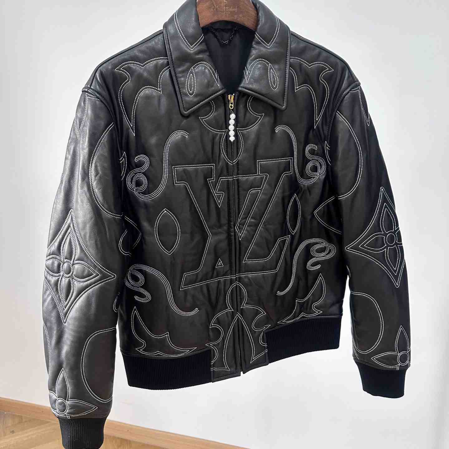 Louis Vuitton Embroidered Leather Bomber Jacket   - PerfectKickZ