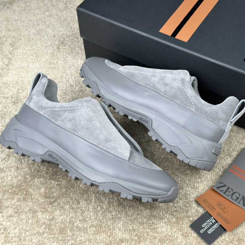 Zegna Suede And Leather Triple Stitch™ Monte Sneakers - PerfectKickZ