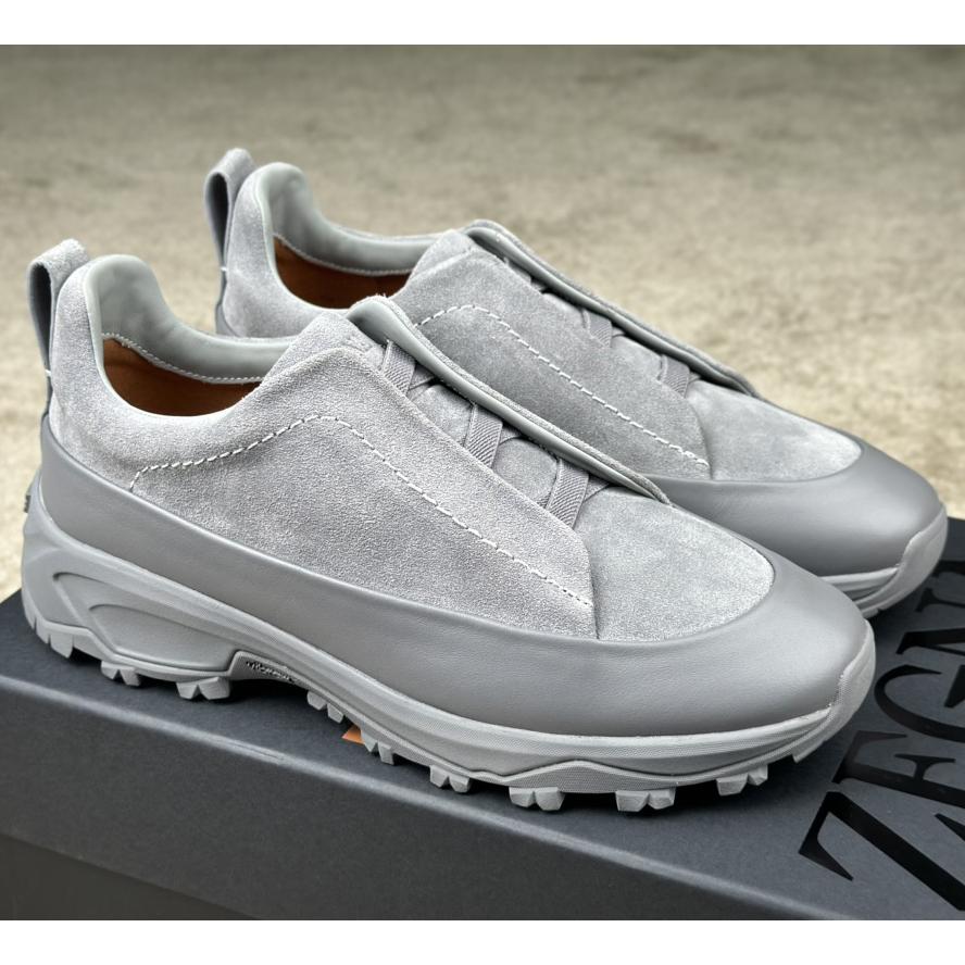 Zegna Suede And Leather Triple Stitch™ Monte Sneakers - PerfectKickZ