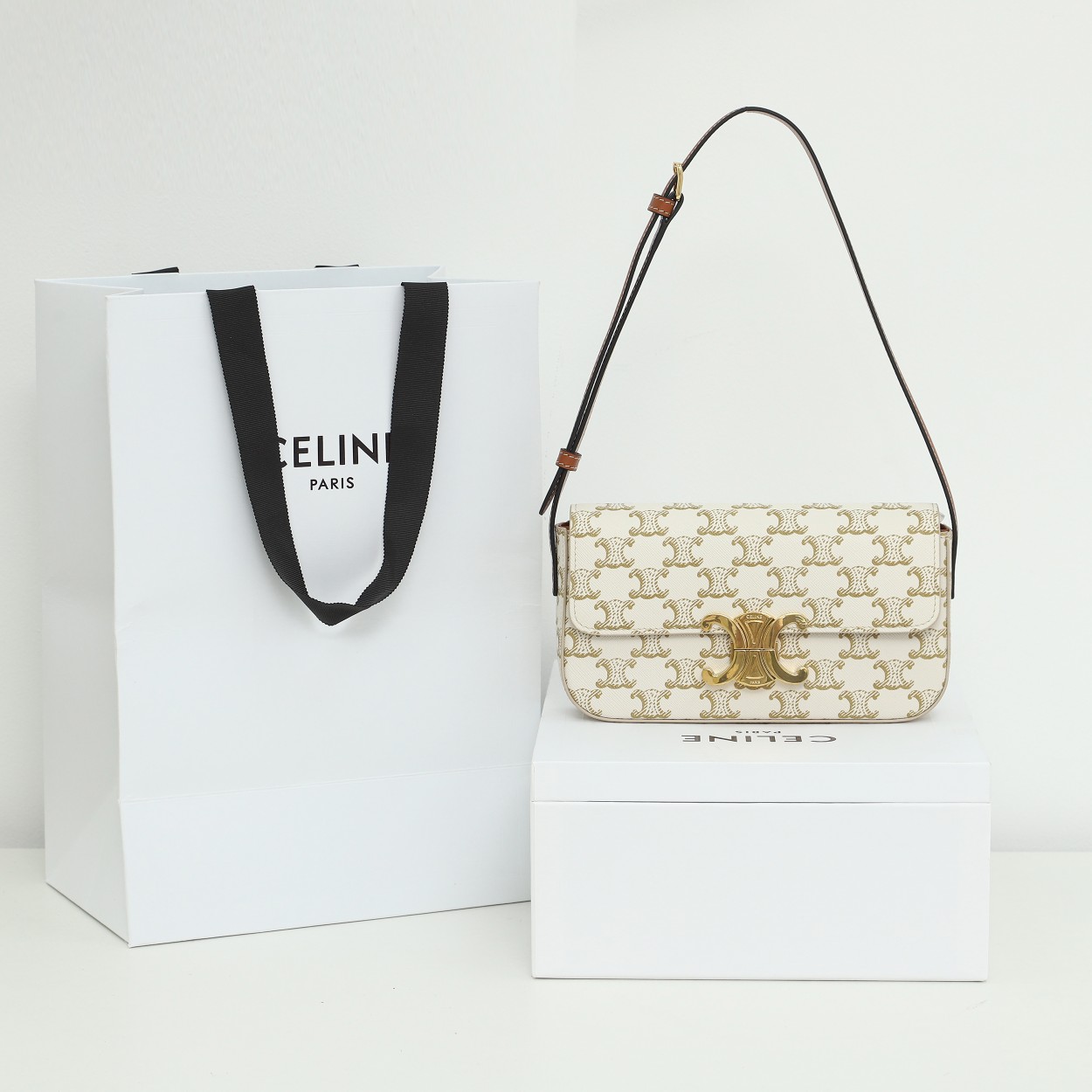 Celine Shoulder Bag Claude In Triomphe Canvas And Calfskin - PerfectKickZ