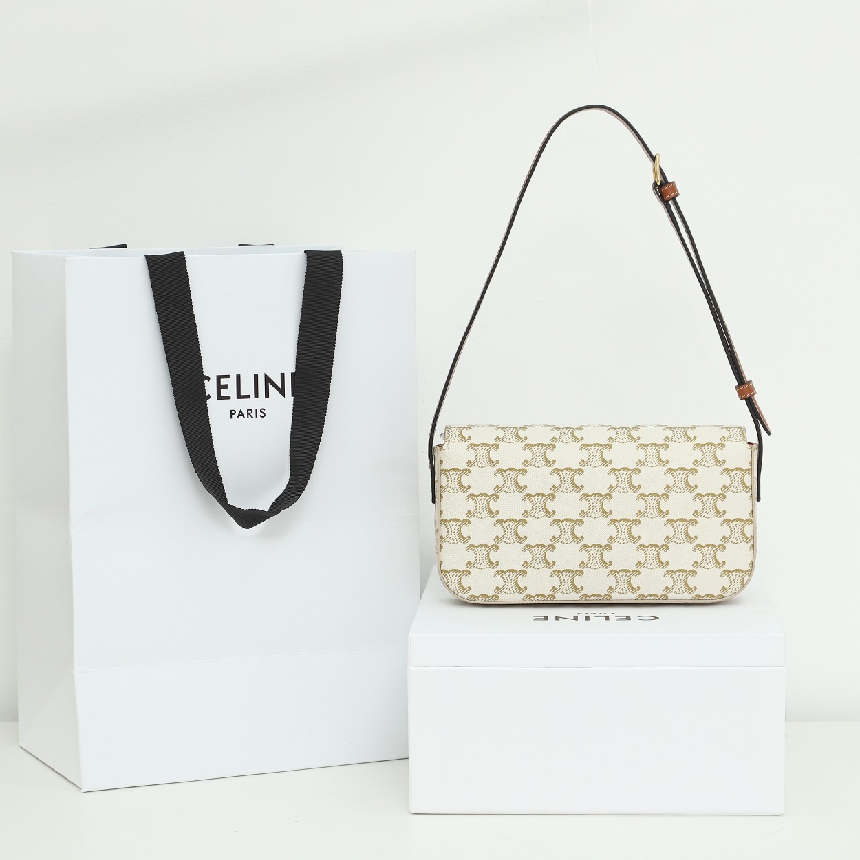 Celine Shoulder Bag Claude In Triomphe Canvas And Calfskin - PerfectKickZ