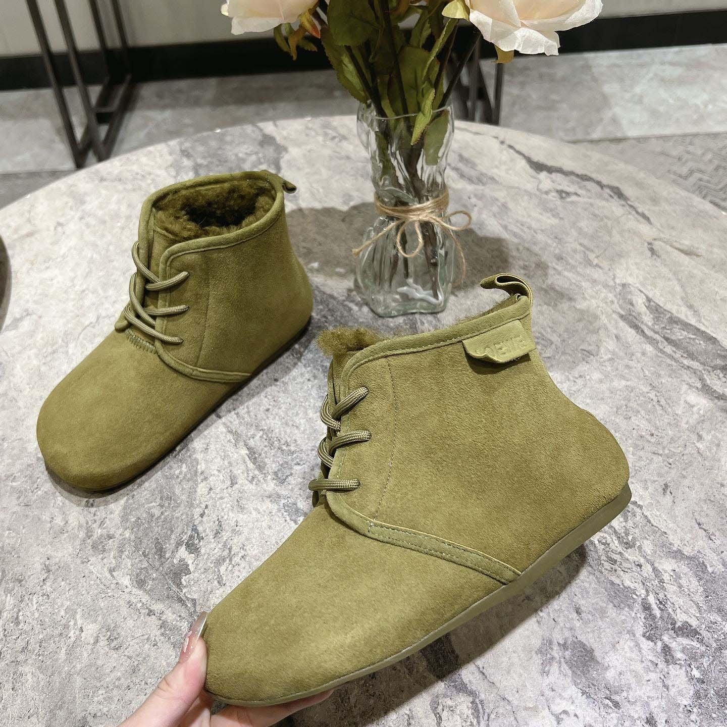 Loewe Lago Lace-up Bootie In Suede And Shearling - PerfectKickZ