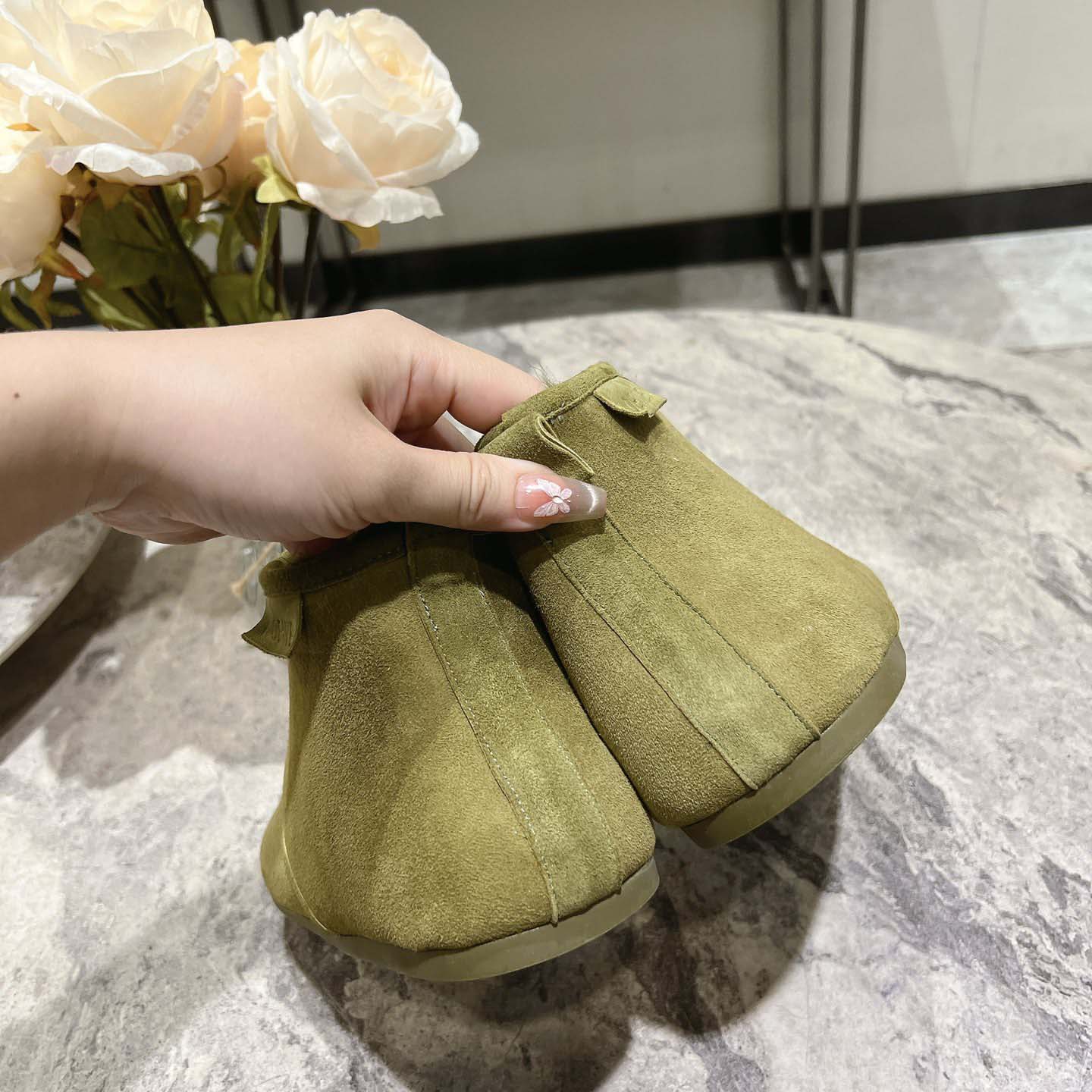 Loewe Lago Lace-up Bootie In Suede And Shearling - PerfectKickZ