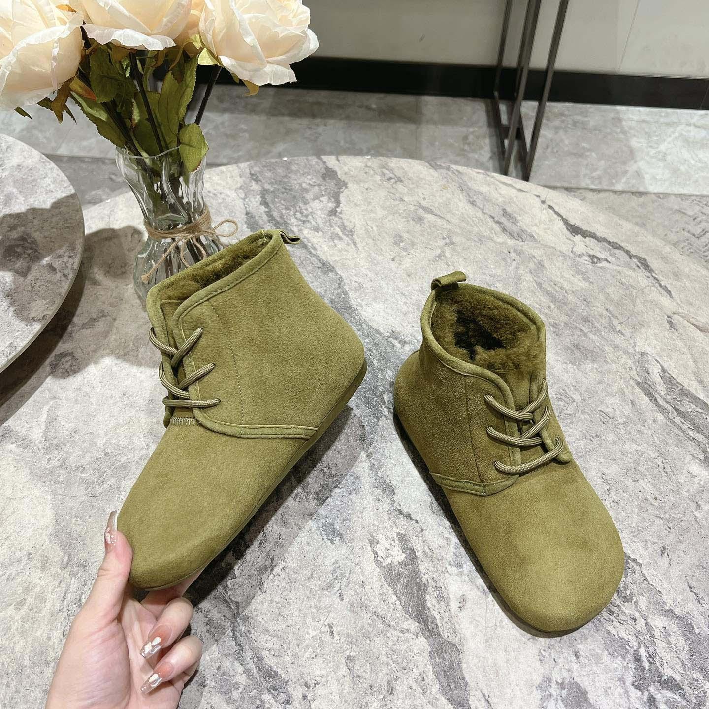 Loewe Lago Lace-up Bootie In Suede And Shearling - PerfectKickZ