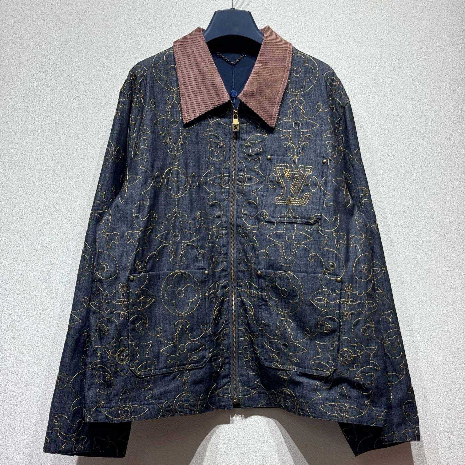 Louis Vuitton Embroidered Denim Workwear Jacket   - PerfectKickZ