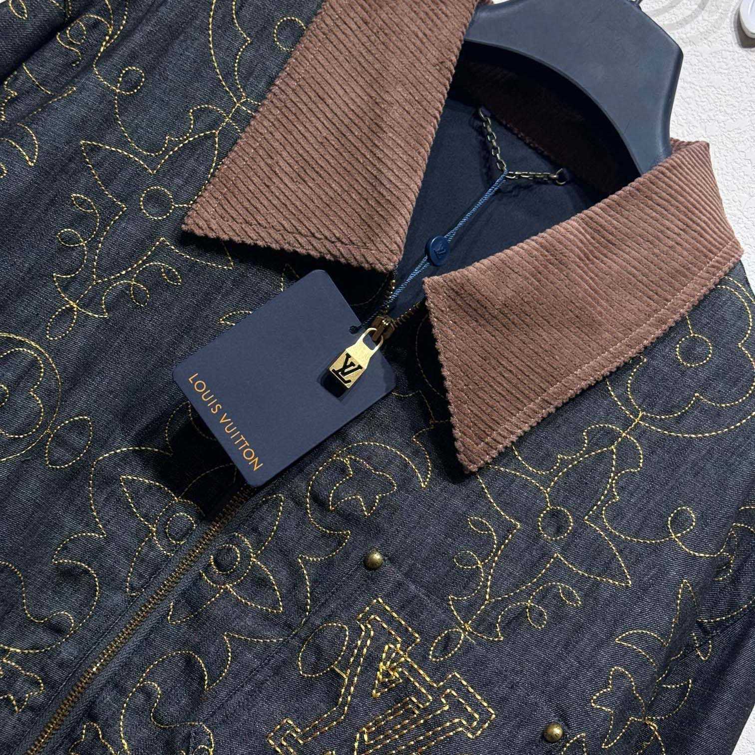 Louis Vuitton Embroidered Denim Workwear Jacket   - PerfectKickZ