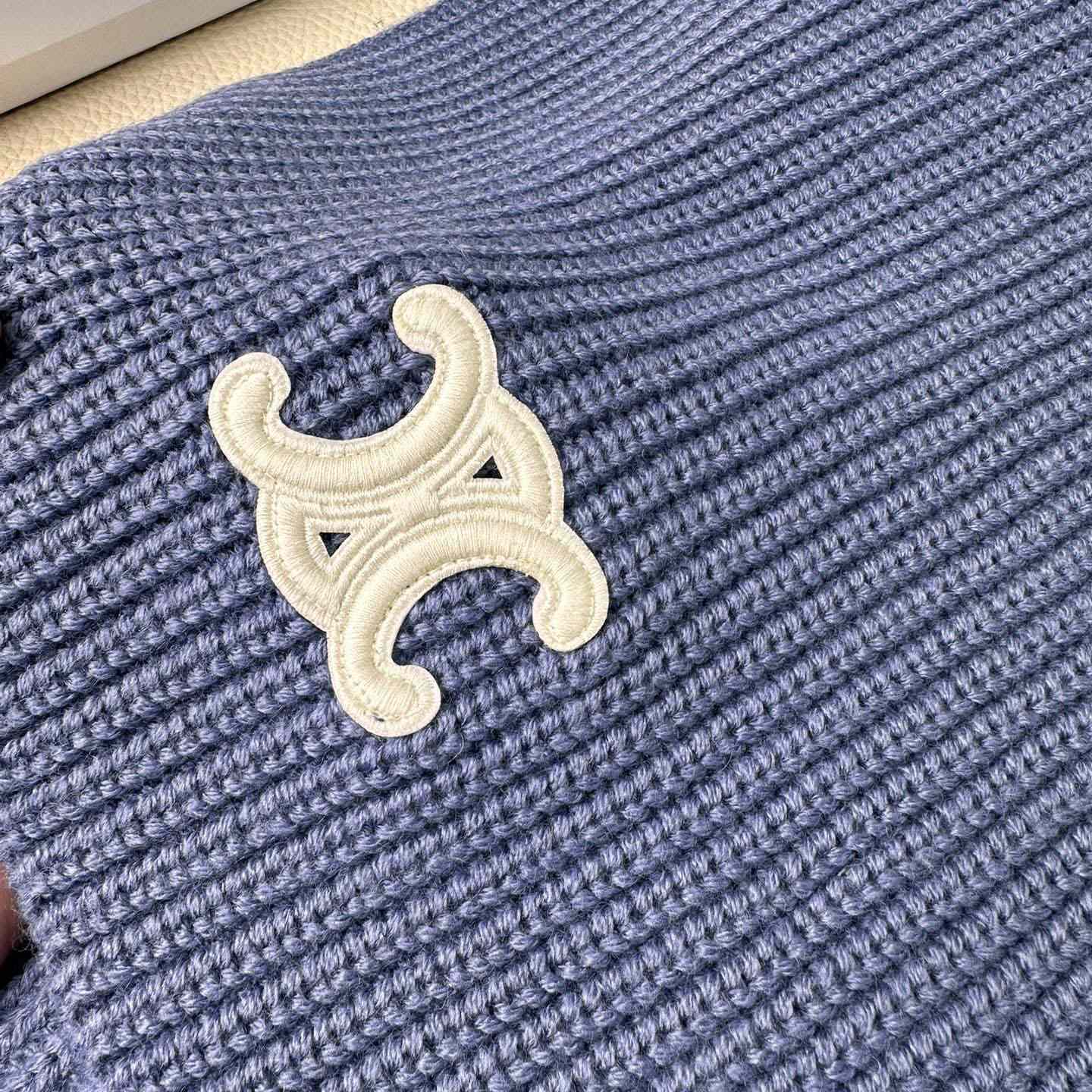 Celine Triomphe Scarf In Ribbed Cashmere Wool - PerfectKickZ