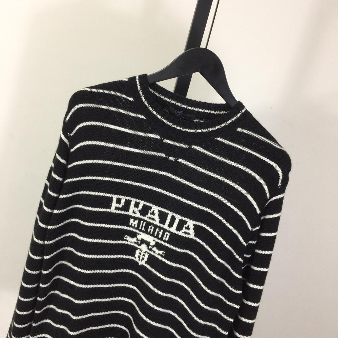 Prada Intarsia-logo Striped Cashmere Jumper - PerfectKickZ