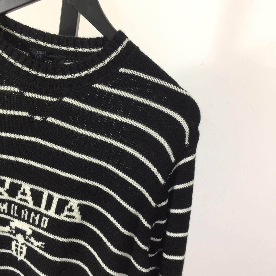 Prada Intarsia-logo Striped Cashmere Jumper - PerfectKickZ