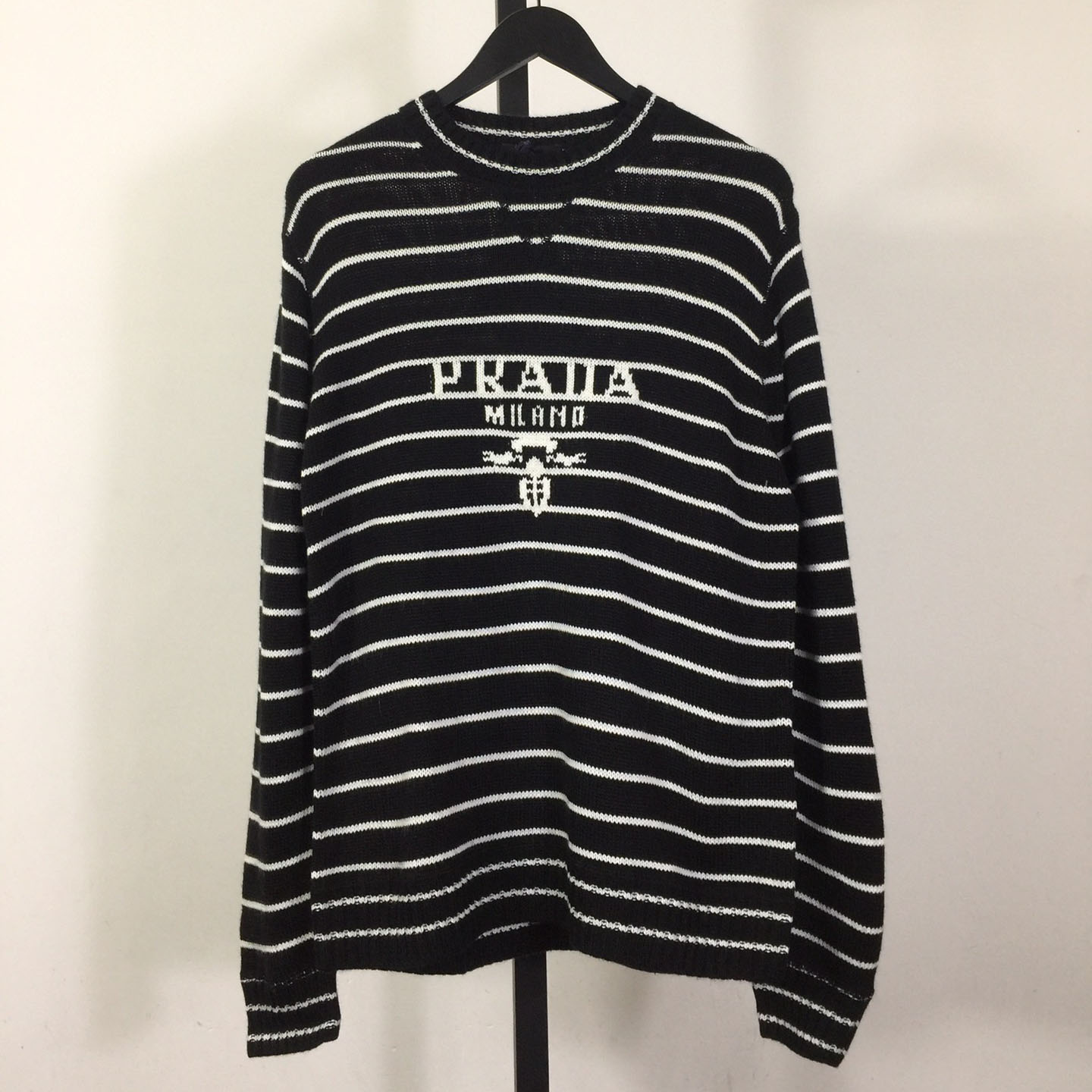 Prada Intarsia-logo Striped Cashmere Jumper - PerfectKickZ