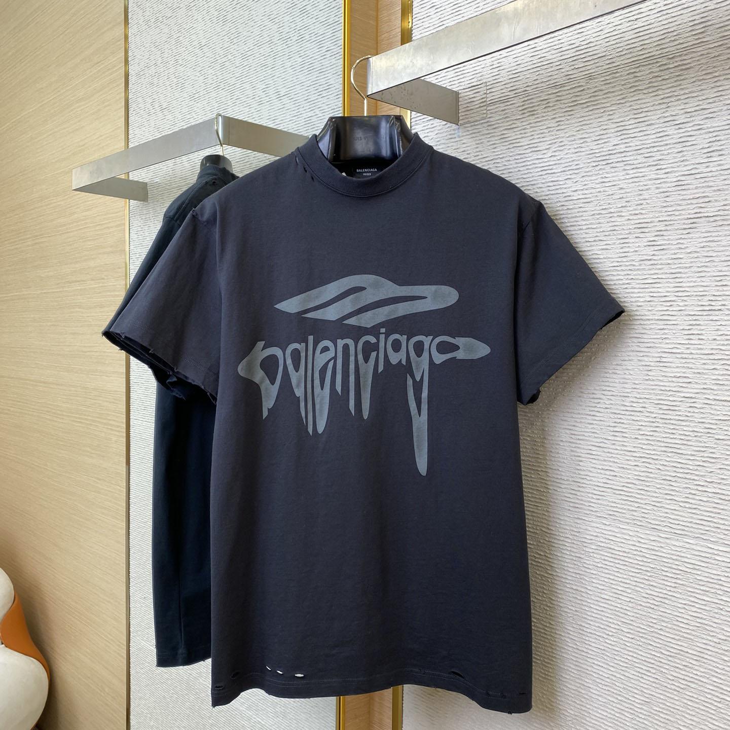 Balenciaga 3B Liquefied T-Shirt Oversized In Faded Black - PerfectKickZ