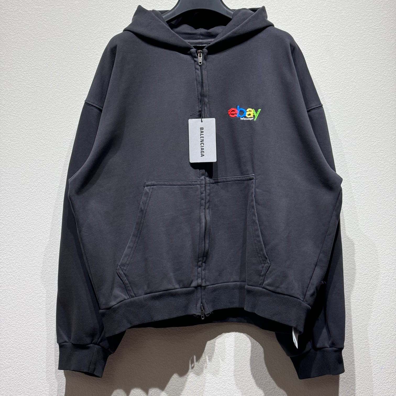 Balenciaga EBay Zip-Up Hoodie Regular Fit In Black - PerfectKickZ