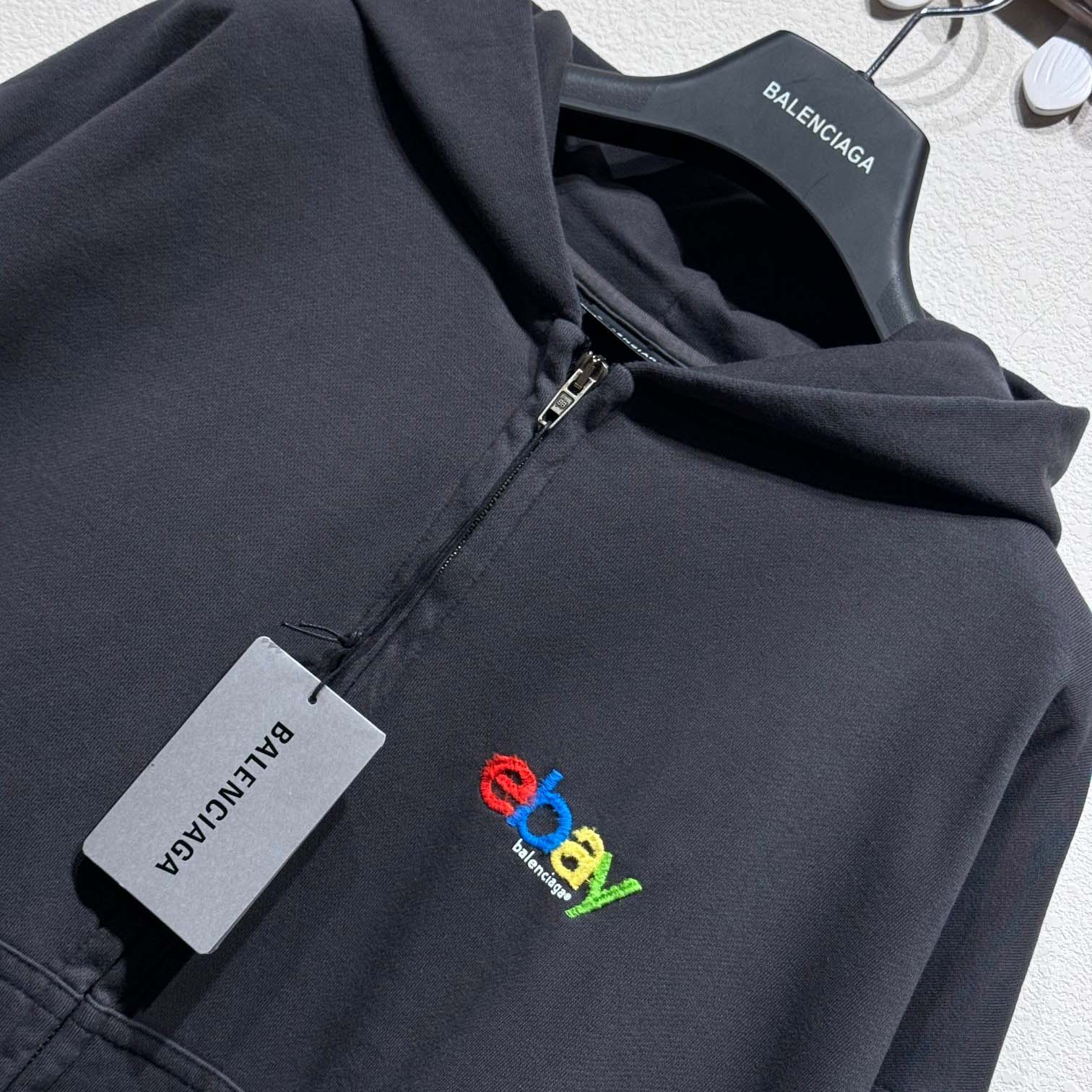 Balenciaga EBay Zip-Up Hoodie Regular Fit In Black - PerfectKickZ
