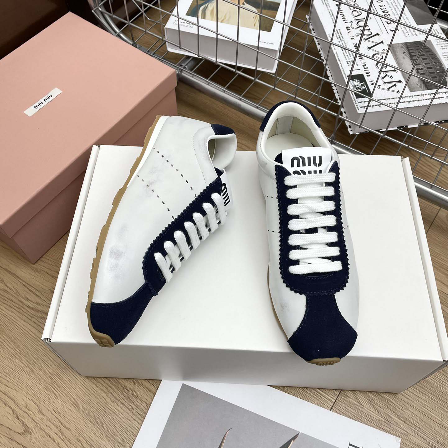 Miu Miu Plume Nappa Leather And Suede Sneakers - PerfectKickZ