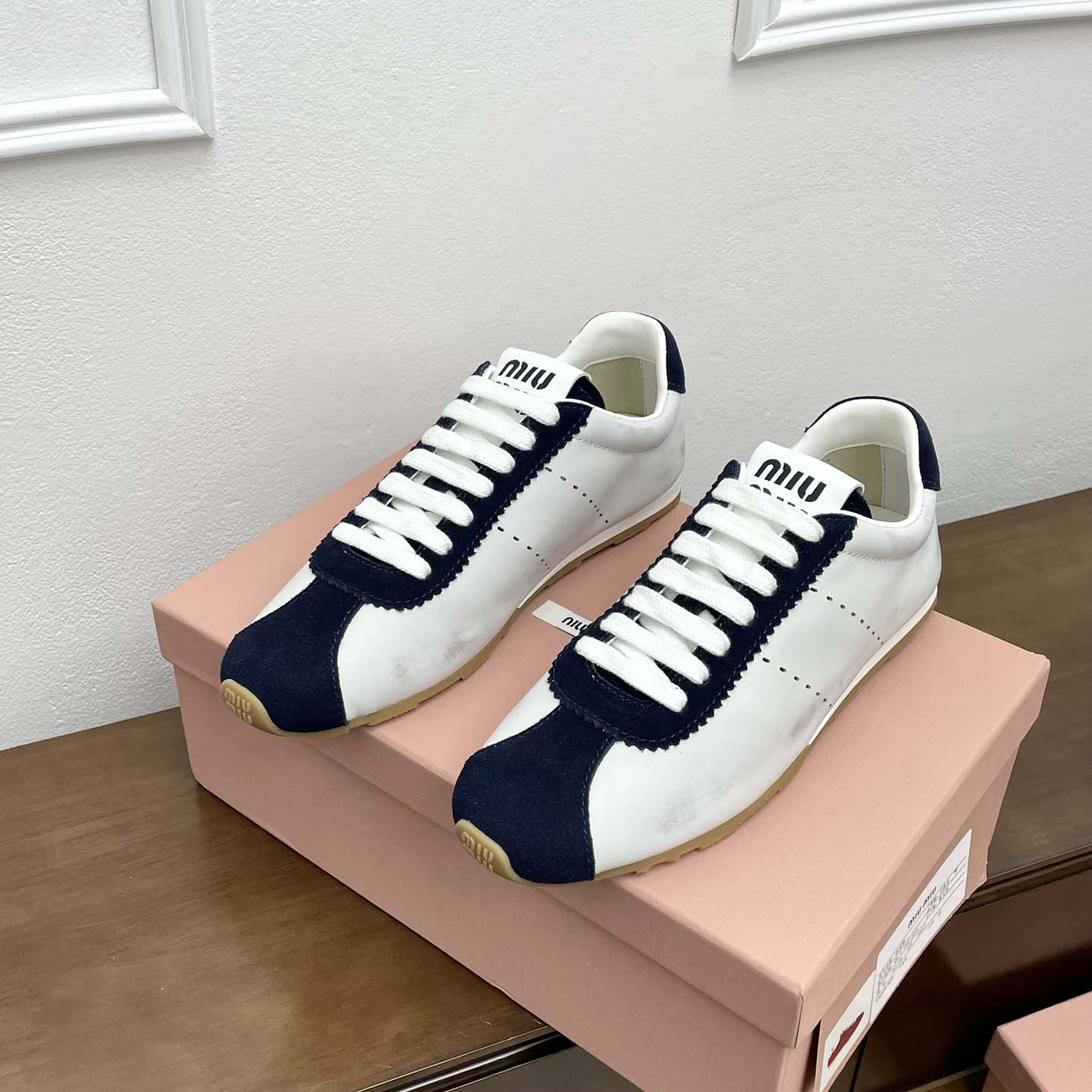 Miu Miu Plume Nappa Leather And Suede Sneakers - PerfectKickZ