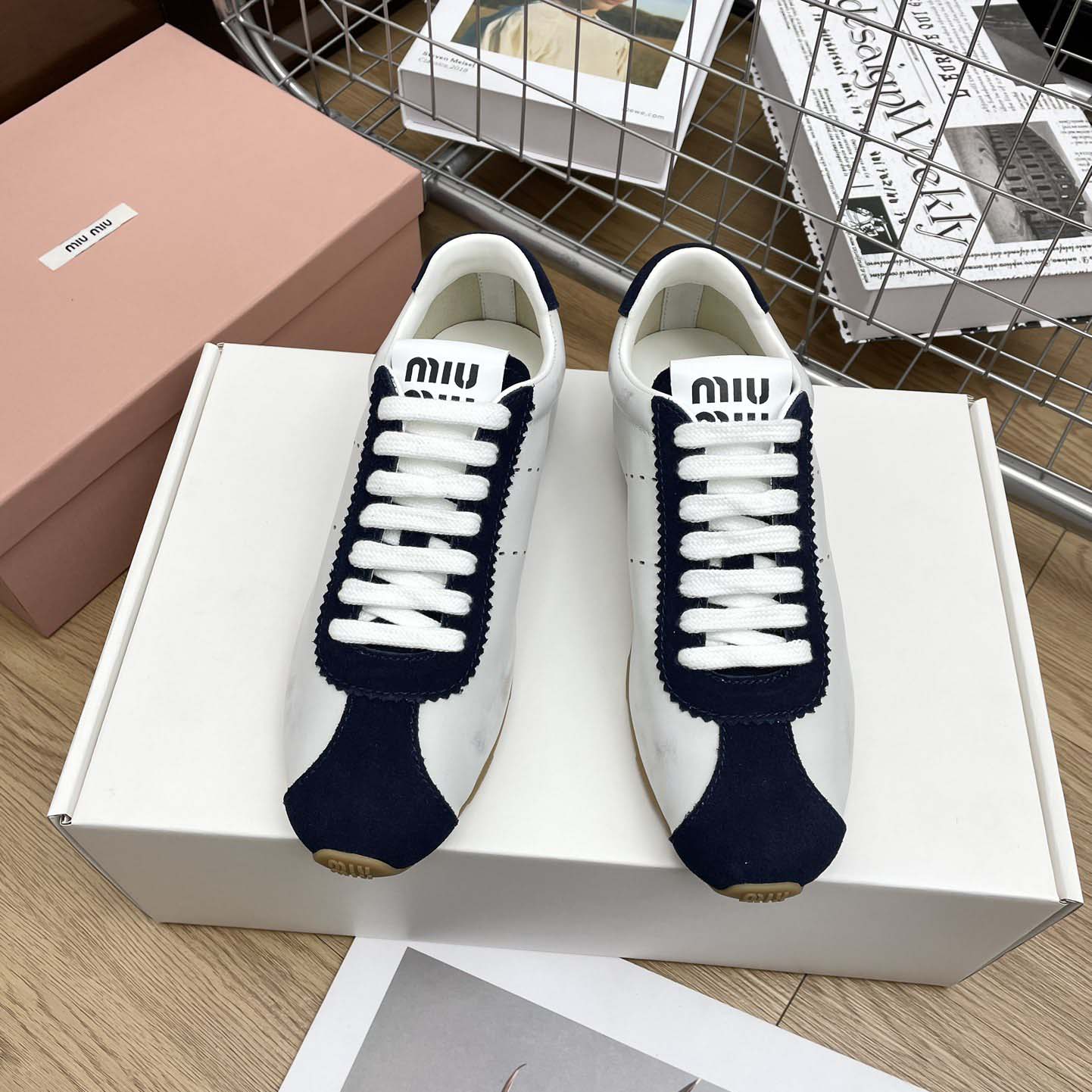 Miu Miu Plume Nappa Leather And Suede Sneakers - PerfectKickZ