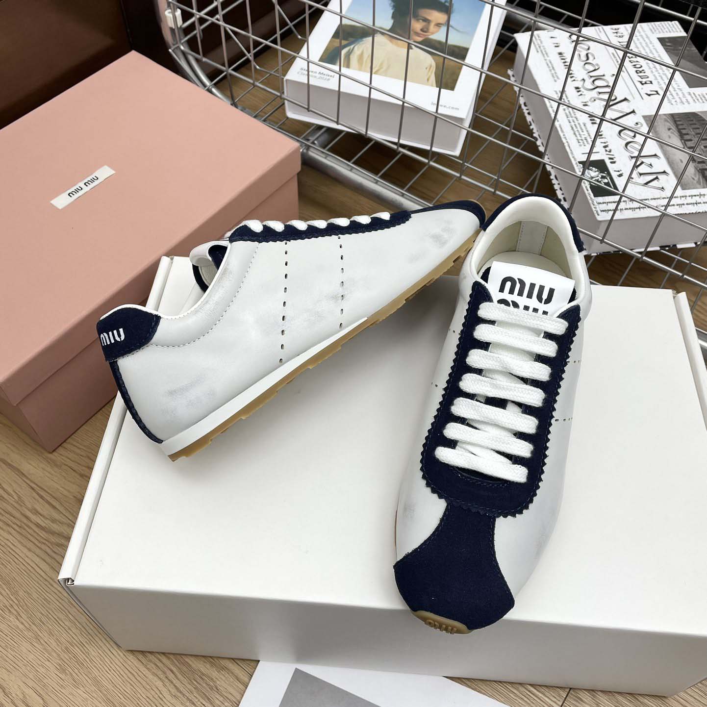 Miu Miu Plume Nappa Leather And Suede Sneakers - PerfectKickZ
