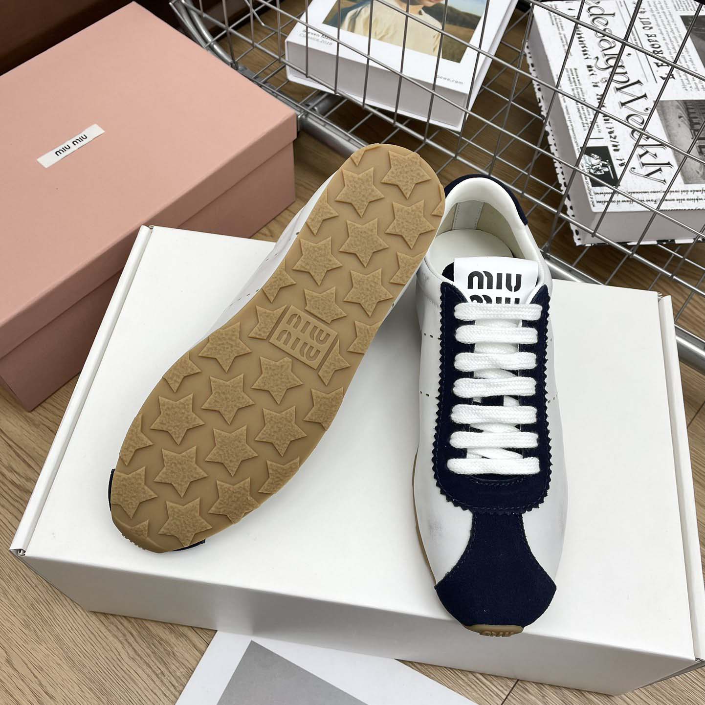 Miu Miu Plume Nappa Leather And Suede Sneakers - PerfectKickZ