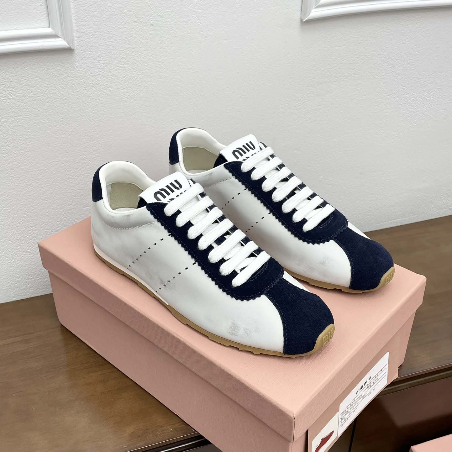 Miu Miu Plume Nappa Leather And Suede Sneakers - PerfectKickZ