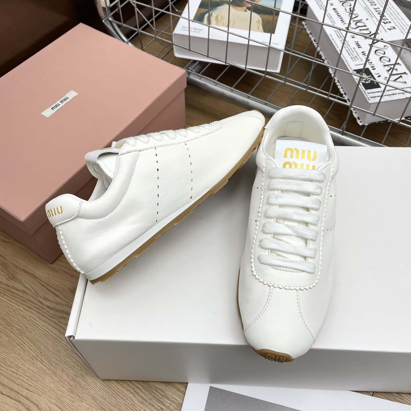 Miu Miu Plume Nappa Leather Sneakers - PerfectKickZ