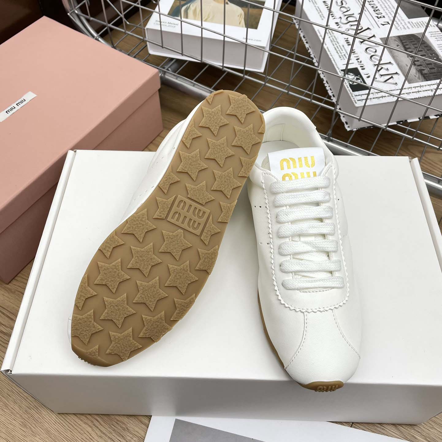 Miu Miu Plume Nappa Leather Sneakers - PerfectKickZ