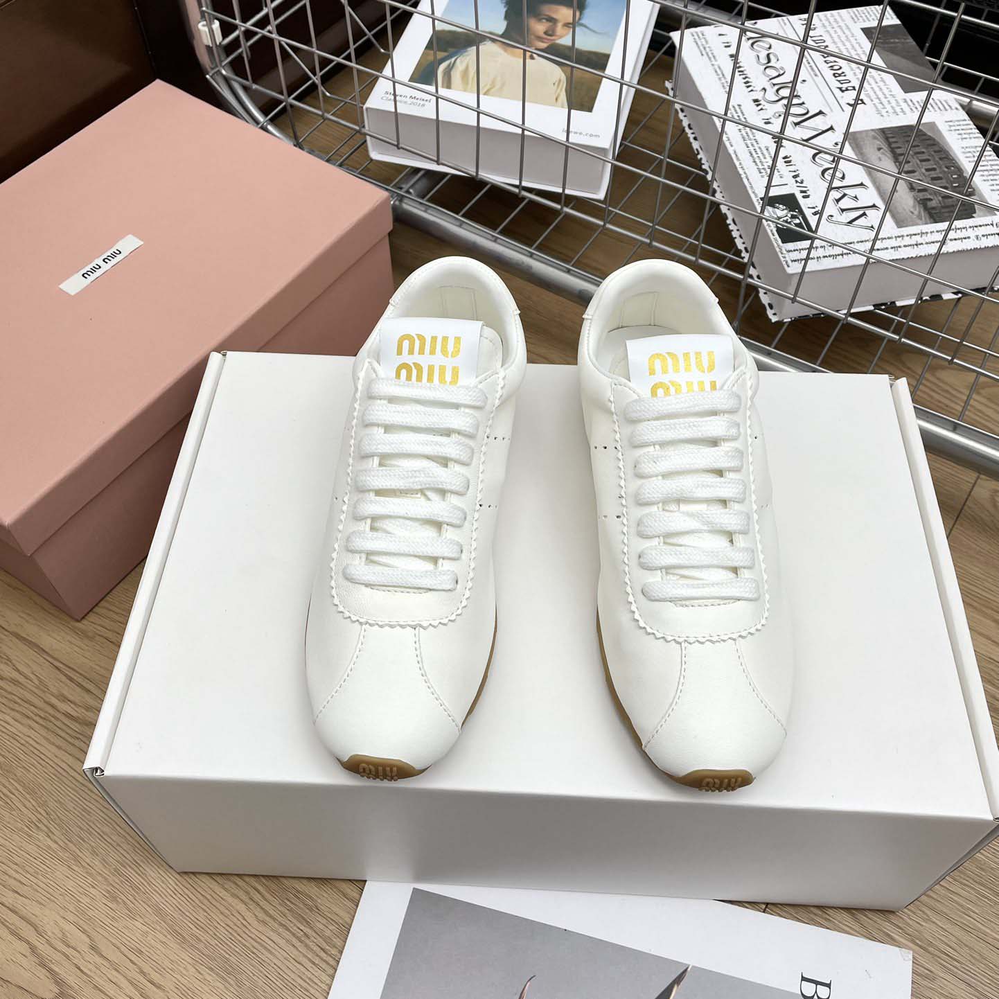 Miu Miu Plume Nappa Leather Sneakers - PerfectKickZ