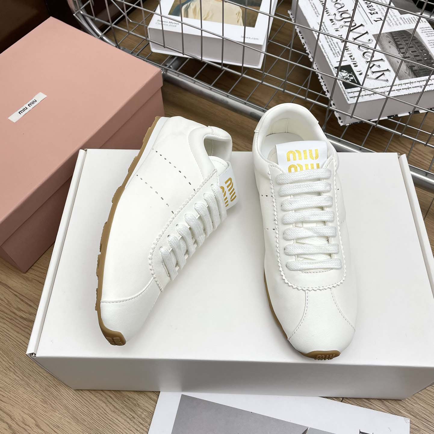 Miu Miu Plume Nappa Leather Sneakers - PerfectKickZ