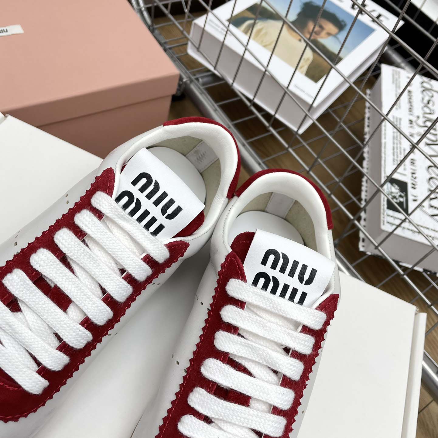 Miu Miu Plume Nappa Leather And Suede Sneakers - PerfectKickZ